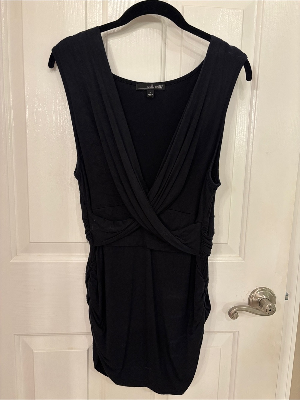 Willi Smith Black Sleeveless Wrap Front Blouse Large